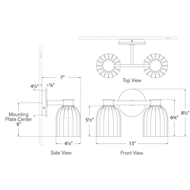 AERIN for Visual Comfort Signature Asalea Double Sconce in Polished Nickel with Clear Glass For Sale In Houston - Image 6 of 8