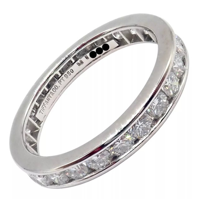 Tiffany and Co. Tiffany & Co Platinum Diamond Full Circle Eternity Band Ring For Sale - Image 4 of 10