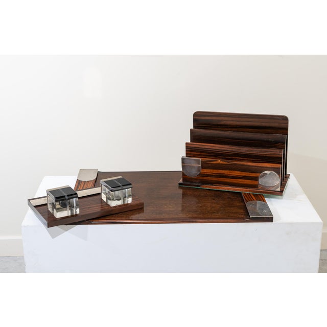 Black Large Art Deco Writing Set in Macassar Ebony, France, 1920s, Set of 4 For Sale - Image 8 of 8