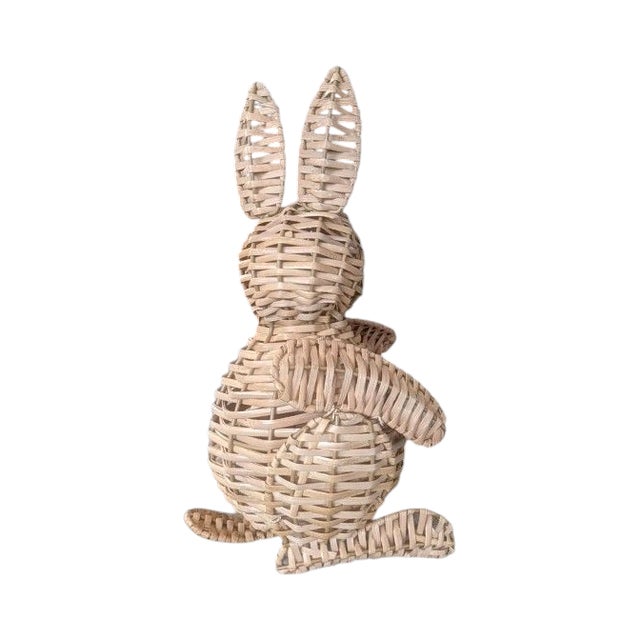 Wood Woven Wicker Rattan Easter Bunny Rabbit For Sale - Image 7 of 11