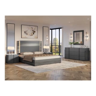 Aryan 5-Piece Italian Bedroom Set With Led Bed For Sale
