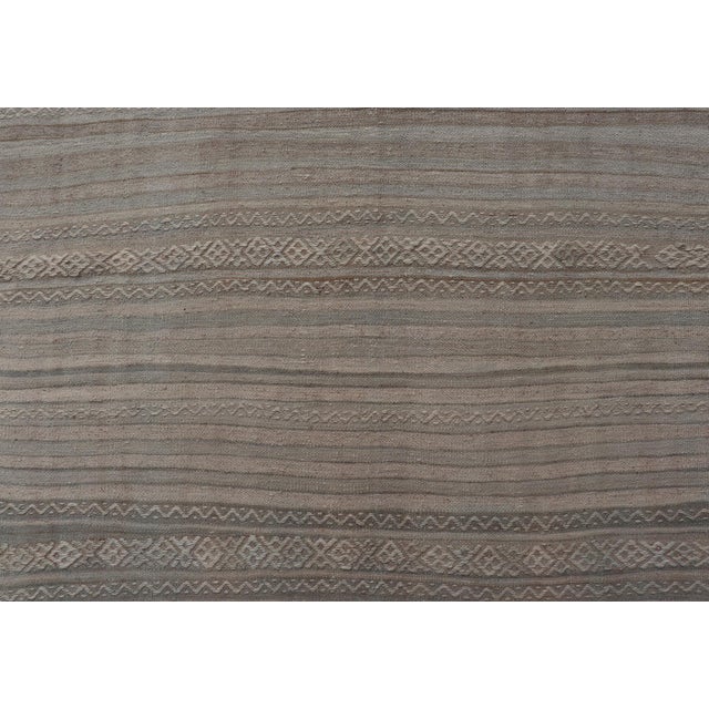 Textured Horizontal Stripe Design Turkish Vintage Kilim Rug in Soft Pastels For Sale - Image 9 of 11