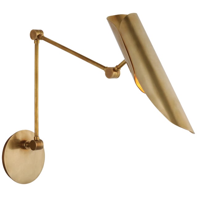 Flore Double Library Wall Light in Soft Brass Designer: Champalimaud Height: 11.25" - 14.5" Extension: 14.75" - 26.5"...