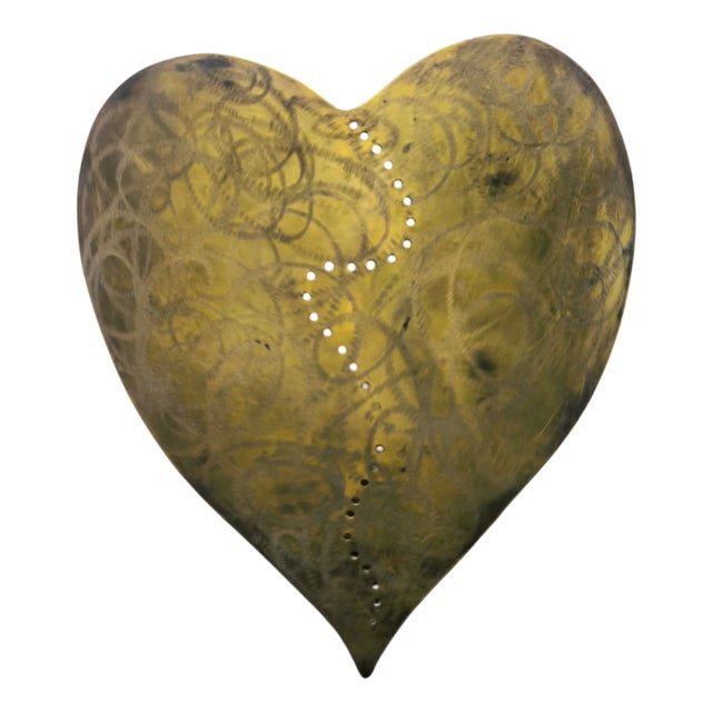 Heart-Shaped Wall Lamp in Brass, 1960s For Sale