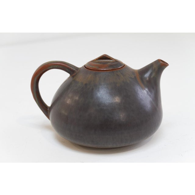 Brown Danish Teapot in Glazed Ceramic by Eva Stæhr-Nielsen for Saxbo, 1950s For Sale - Image 8 of 18