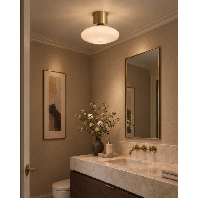 Brass 21st Century Polished Brass and Glossy Gray Uno Flush Mount by Fabio Ltd For Sale - Image 8 of 8