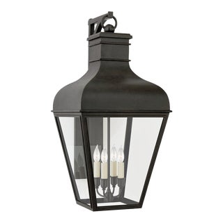 Chapman & Myers for Visual Comfort Signature Fremont Medium Bracketed Wall Lantern in French Rust with Clear Glass For Sale