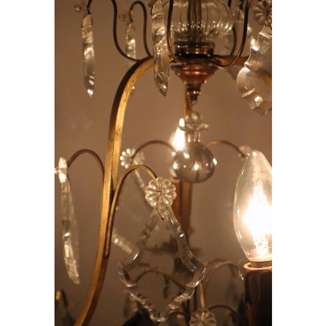 Chandelier with Clear Crystal Pendants and Champagne Smoky Glass For Sale - Image 18 of 18