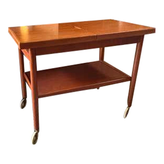 Danish Teak Bar Cart in Scandinavian Modern Style, Hand-Crafted, 1960 For Sale