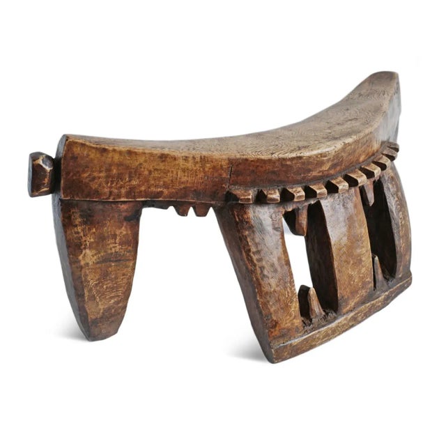 African Vintage Mid 20th Century Dinka Wood Headrest For Sale - Image 3 of 6