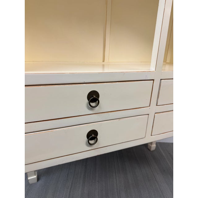 Wood Chinoiserie Zen Ivory Finish Bookcase For Sale - Image 7 of 12