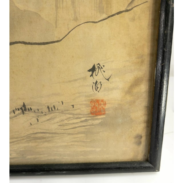 Late 19th Century 19th Century Japanese Meiji Silk Painting of Samurai and Oni Demon, Signed For Sale - Image 5 of 10