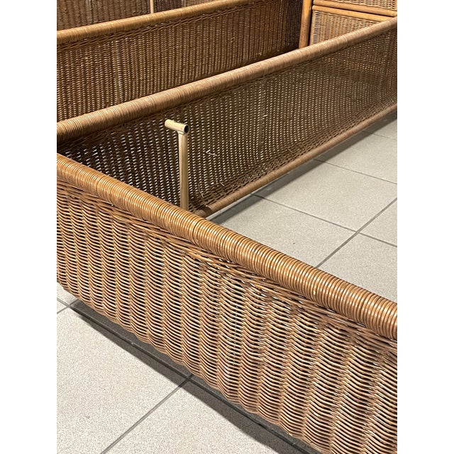 Single Beds with Rattan Bedside Table, 1980s, Set of 3 For Sale - Image 4 of 18