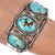 6.75" Vintage Native American sterling 3 turquoise cuff bracelet w/Brown matrix. Solid sterling silver with weights and...