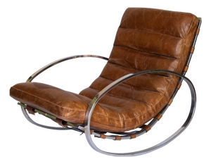 Renato Zevi Leather Rocking Chair from Selig, 1970