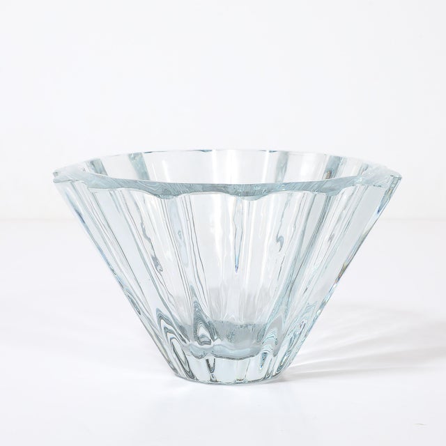 Mid-Century Modern Strombergshyttan Blue Crystal Fluted Glass Bowl For Sale In New York - Image 6 of 10