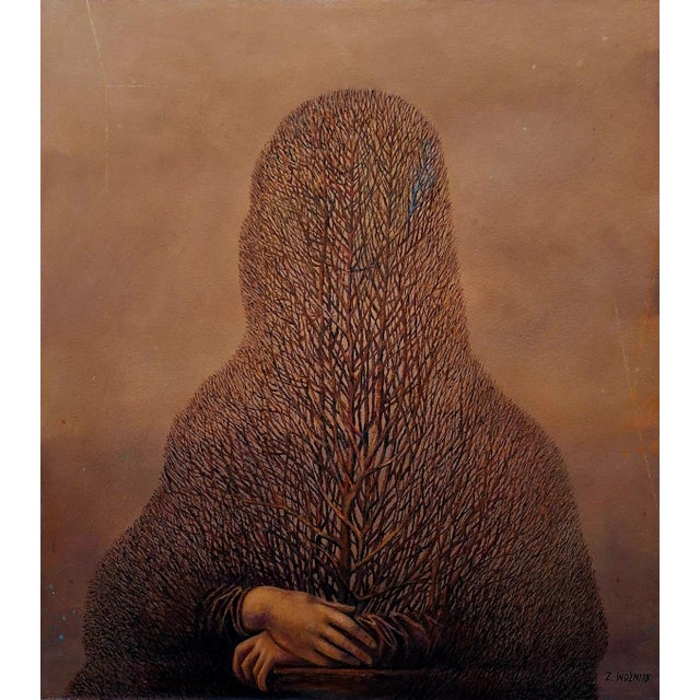 Early 21st Century Zbigniew Wozniak, According to the Master Leonardo (Mona Lisa), 2023, Oil Painting on Board For Sale - Image 5 of 6