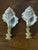 Vintage pair of Florida sea shell lamp finials on brass bases.