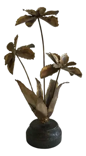 1960s Brass Flower Sculpture on Composition Base
