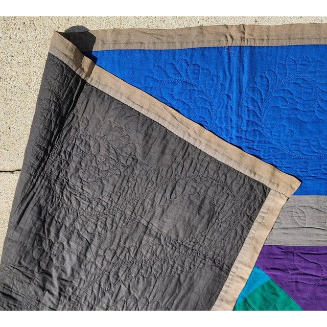 Textile Amish All Wool Lancaster Co. Pa Diamond in a Square Quilt For Sale - Image 7 of 8