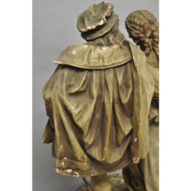Antique French Renaissance Hennecke & Co "Faust & Marguerite" Plaster Statue For Sale - Image 16 of 18