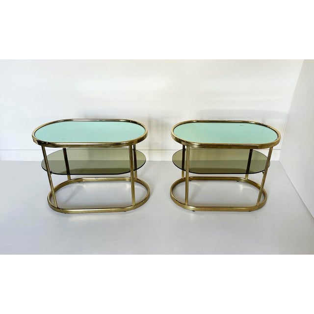 Vintage Coffee Tables in Brass and Glass, 1970s, Set of 2 For Sale - Image 4 of 13