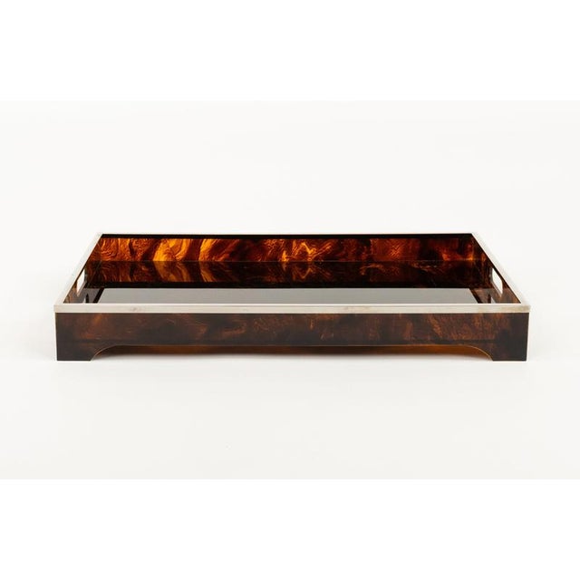 Serving Tray in Acrylic Glass Faux Tortoiseshell and Chrome from Dior Home Style, Italy, 1970s For Sale - Image 14 of 16