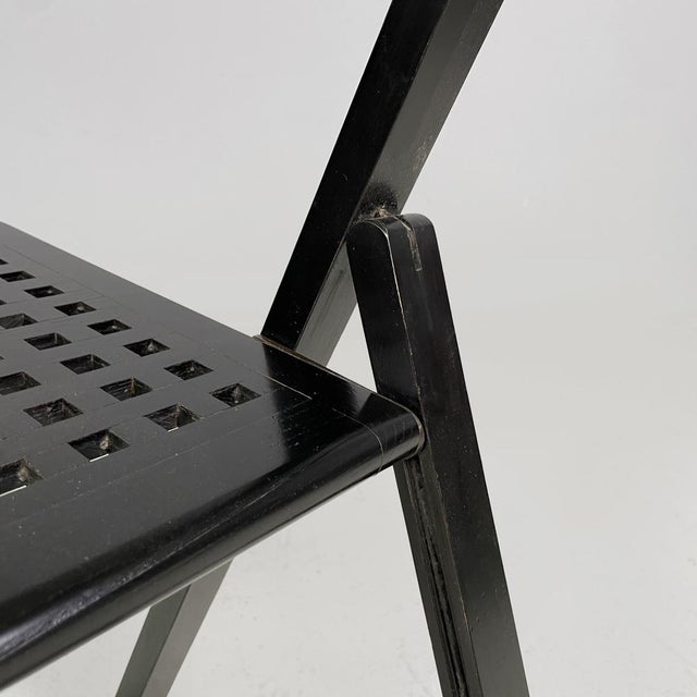 Italian Modern Black Wooden Folding Chairs, 1980s, Set of 2 For Sale - Image 10 of 18