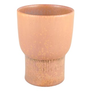 Minimalist Warm-Pink Glazed Stoneware Vase with by Carl-Harry Stålhane for Rörstrand For Sale