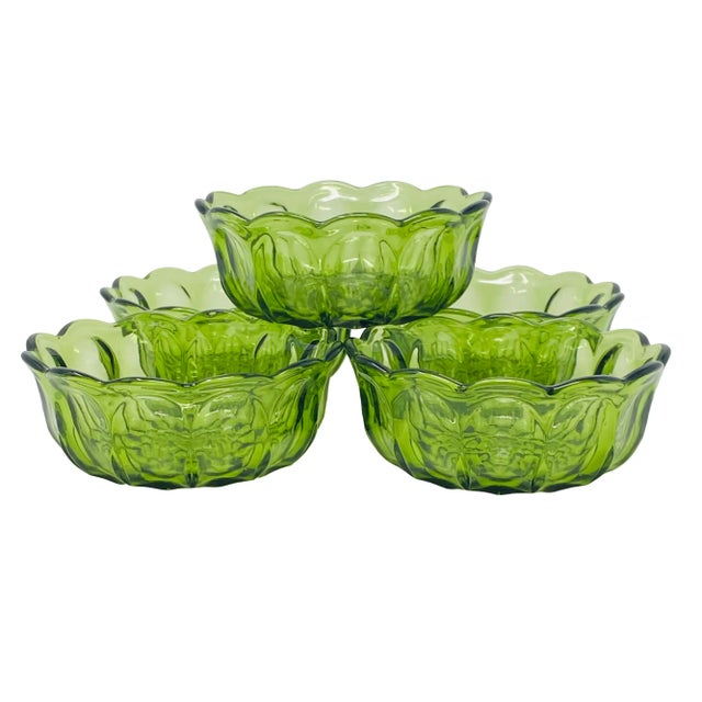 Mid-Century Modern Vintage Anchor Hocking Avocado Green Salad Bowls a Set of 5 For Sale - Image 3 of 8