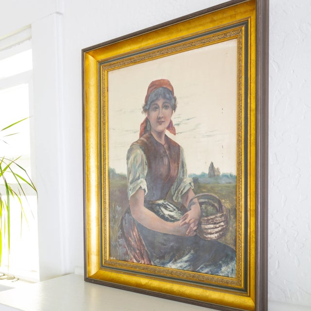 Realism Eduard Von Grützner Figurative Master Study Peasant Girl Genre Painting For Sale - Image 3 of 10