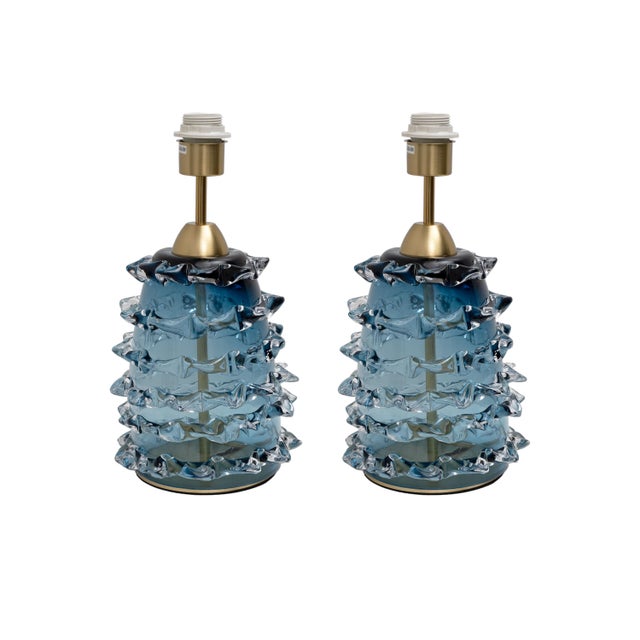 Glass Blue Rostrato Murano Glass Table Lamps, 2000, Set of 2 For Sale - Image 7 of 7