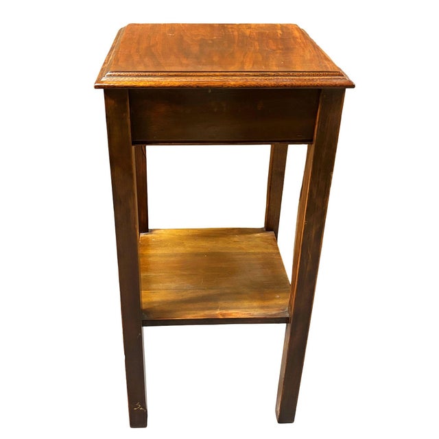 1970s 1970s Federal Style Solid Mahogany 2 Tier Bedside Nightstand Attributed Clore Furniture For Sale - Image 5 of 7