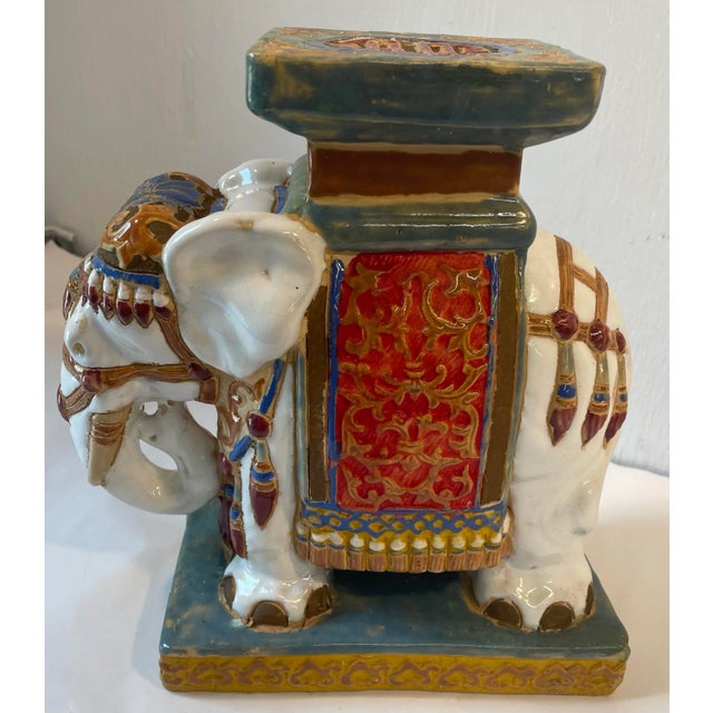 Vintage Petite Ceramic Elephant Small Plant Stand or Bookend For Sale - Image 4 of 7