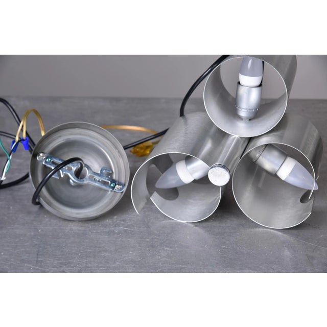 Mid Century Italian Hanging Aluminum Three Light Fixture For Sale - Image 11 of 11