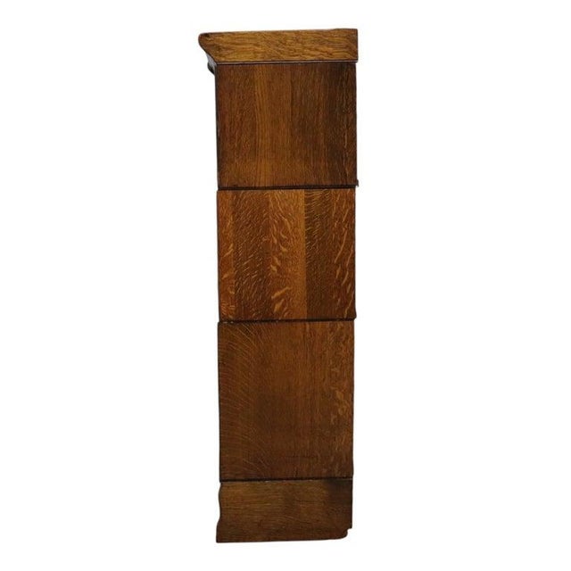 Arts & Crafts Lundstrom Arts & Crafts Oak 3 Stack Barrister Bookcase C1930 For Sale - Image 3 of 10