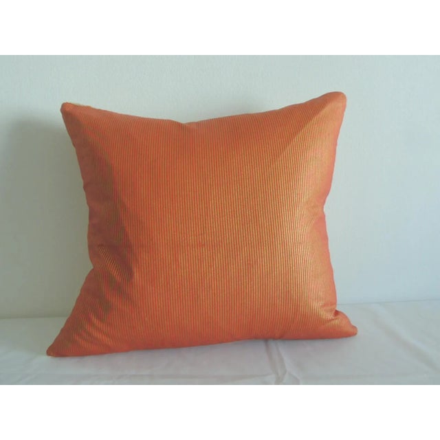 Orange & Yellow Woven Embroidery Square Decorative Pillow For Sale In Tampa - Image 6 of 7