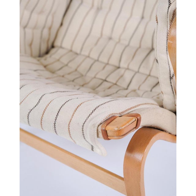 Bruno Mathsson Model 69 Pernilla Chair in Striped Fabric by Bruno Mathsson for Dux, 1960s For Sale - Image 4 of 12