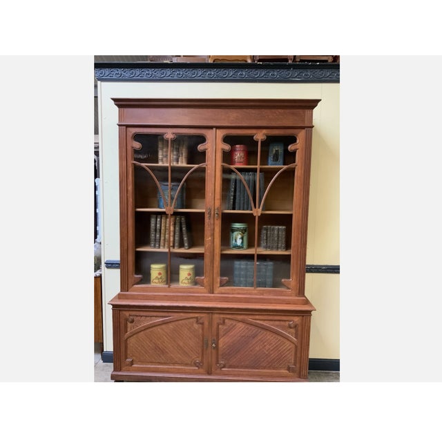 Brown Antique Art Nouveau Display Cabinet, 1890 For Sale - Image 8 of 10