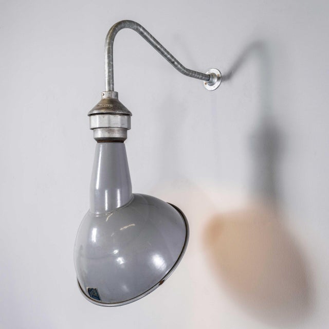 Gold Industrial Grey Benjamin Crysteel Enamelled Parabolic Lamp, 1950s For Sale - Image 8 of 10