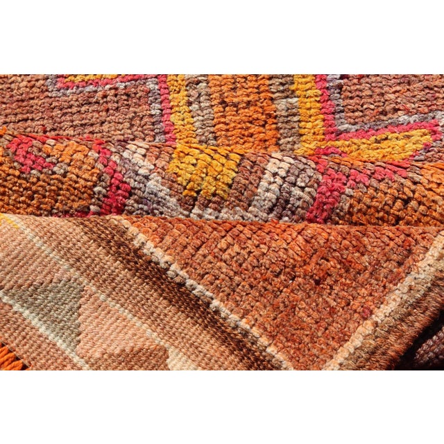 Vintage Turkish Runner With Large Medallion Kurdish Design in Earthy Tones 2'9 X 11'0 For Sale - Image 9 of 10