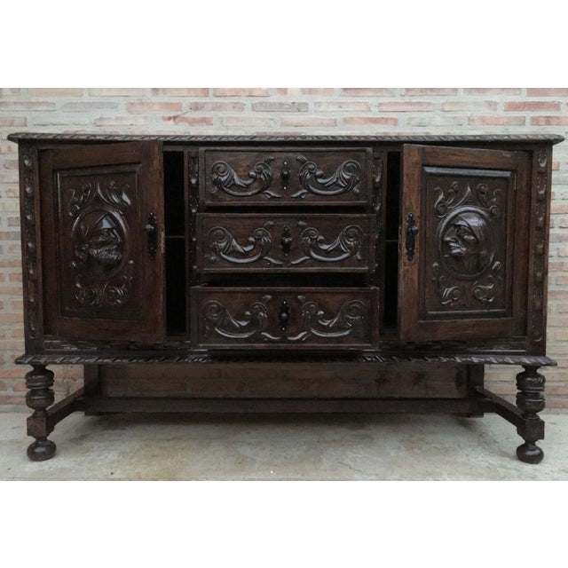 Late 19th Century Renaissance Spanish Buffet with Two Doors, Three Drawers For Sale - Image 10 of 18