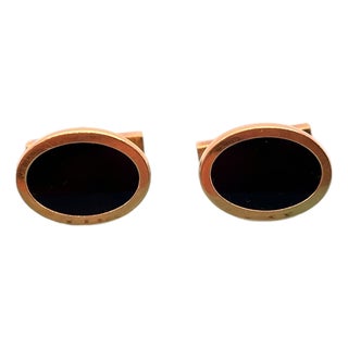 Tiffany & Co. Vintage 18k Yellow Gold and Onyx Cufflinks For Sale