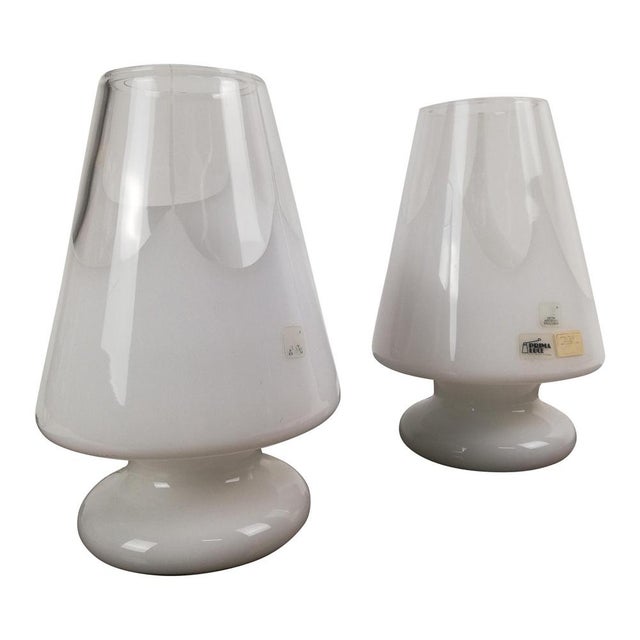 Table Lamps in White Artistic Murano Glass from Prima Luce, Italy, 1970s, Set of 2 For Sale - Image 16 of 16
