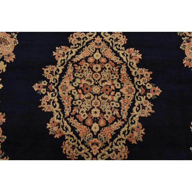 Sarouk Rug 9′ X 11’9” Blue Wool Semi-Antique Traditional Hand-Knotted Carpet For Sale In Philadelphia - Image 6 of 15