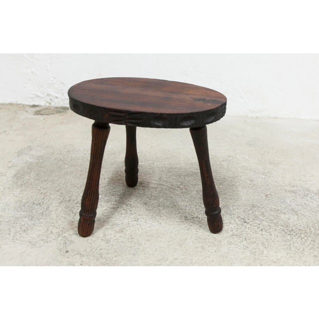 Low Brutalist Wood Stool, 1950 For Sale - Image 12 of 13