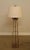 High Quality Painted Wrought Iron Floor Lamp with Stylized Leaf Details and Linen Shade