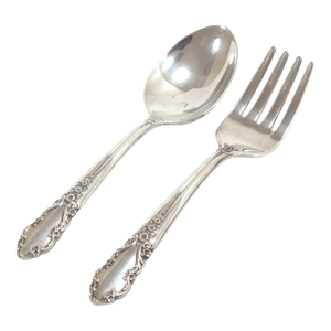 1960s International (Rogers) Bridal Veil Sterling Silver Spoon & Fork Baby Set No Mono