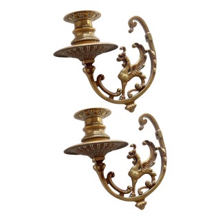 Vintage Brass Wall Candlesticks, 1980s, Set of 2 For Sale