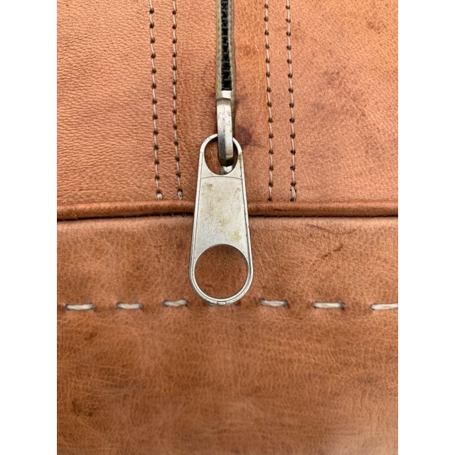 Animal Skin Square Brown Chocolate Moroccan Leather Pouf Cover For Sale - Image 7 of 10